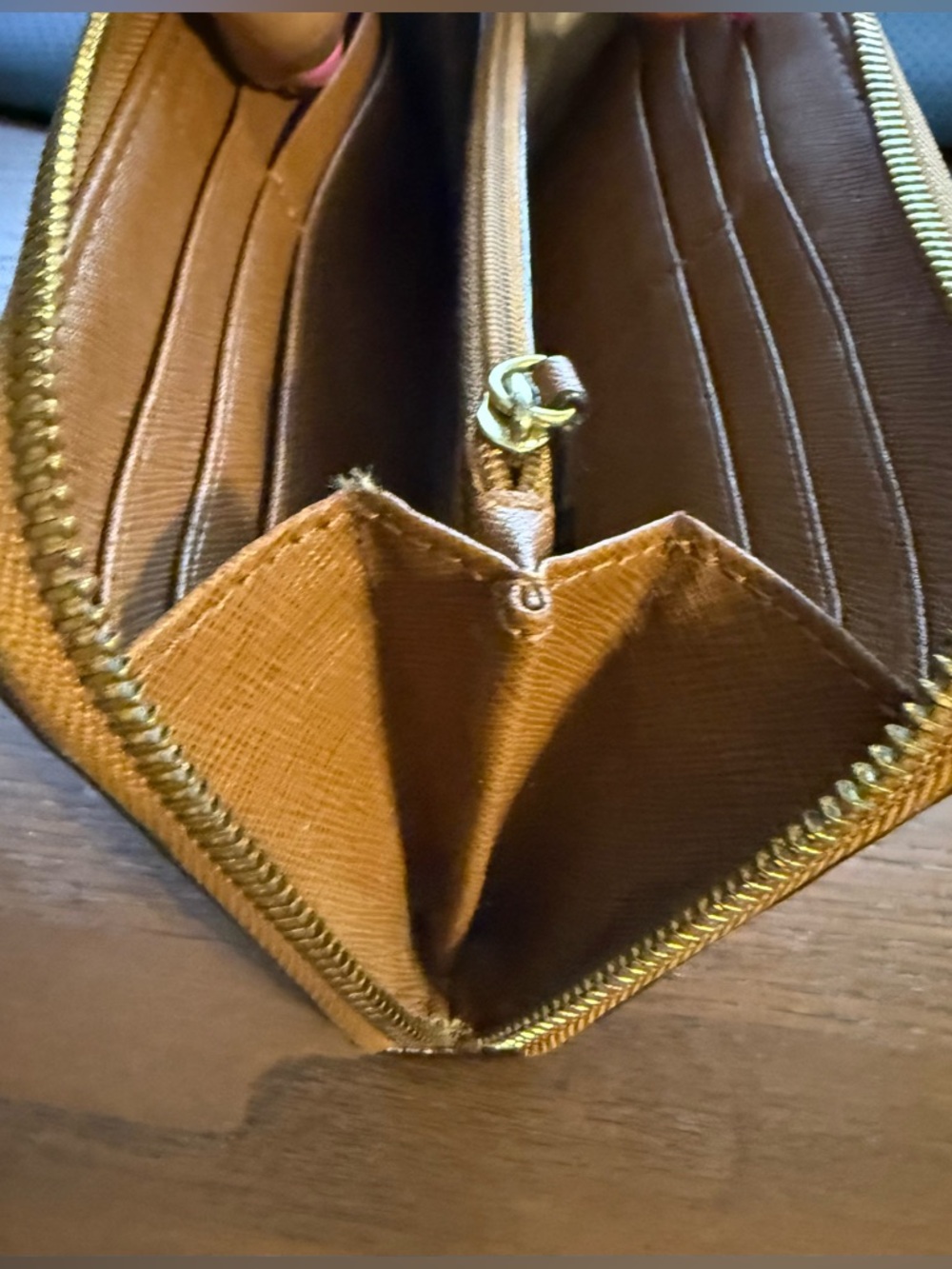 Michael Kors Cognac Saffiano Zip Wallet - Picture 5 of 8